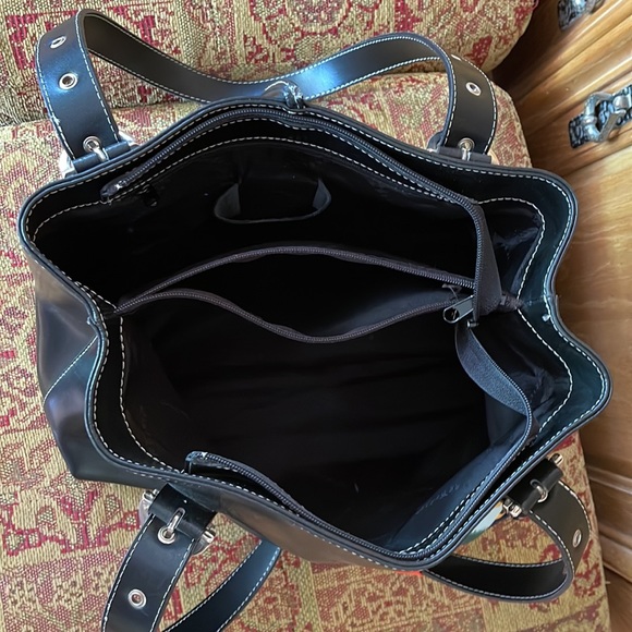 🌺 FREDERIC PARIS; Beautiful Black Leather Medium-Sized Handbag in GREAT Shape!! - Picture 8 of 16